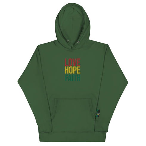 Love Hope Faith Black Color Unisex Hoodie